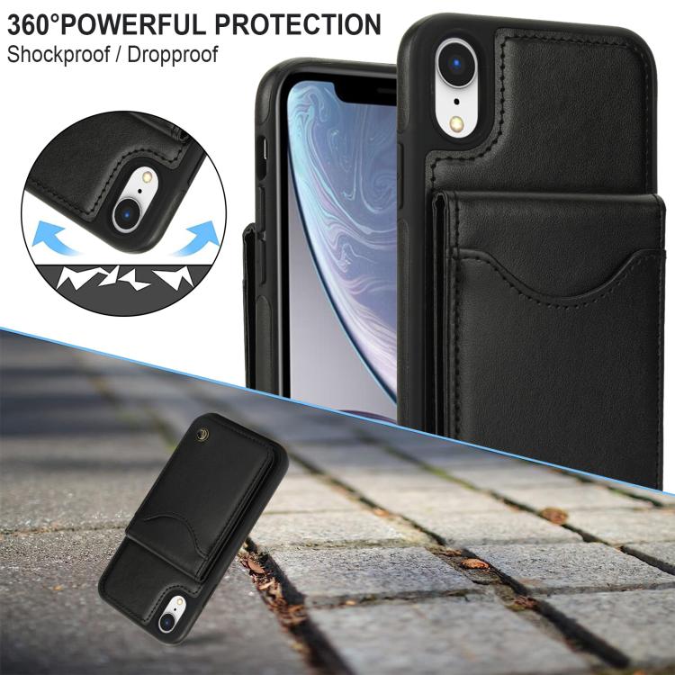 For iPhone XS Max AwQuer Vertical Flip Card Bag Holder Leather Phone Case(Black)