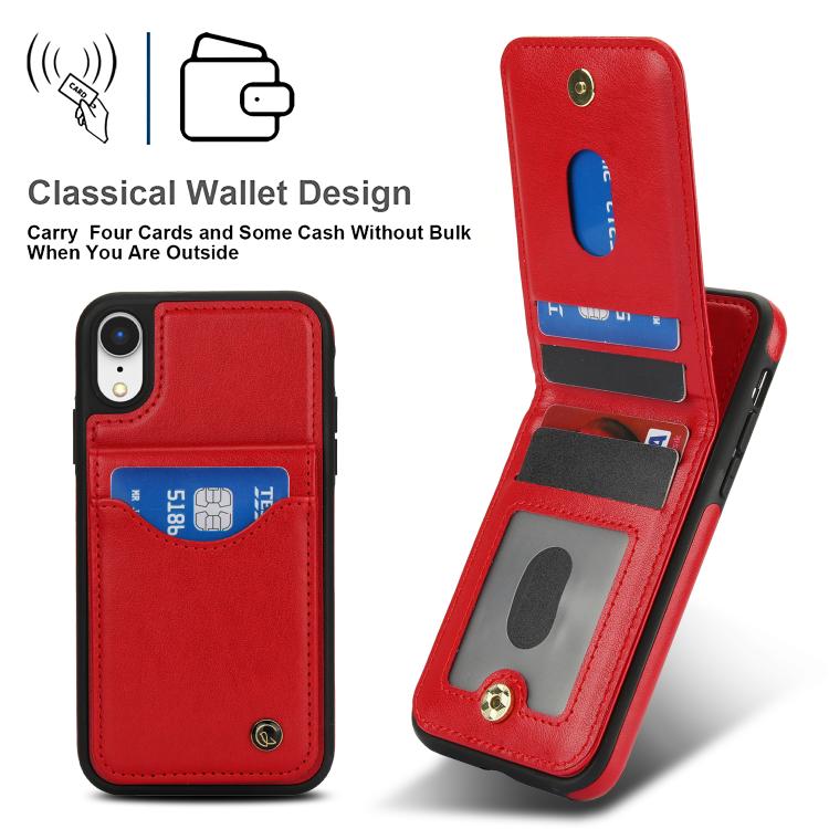 For iPhone XS Max AwQuer Vertical Flip Card Bag Holder Leather Phone Case(Red)