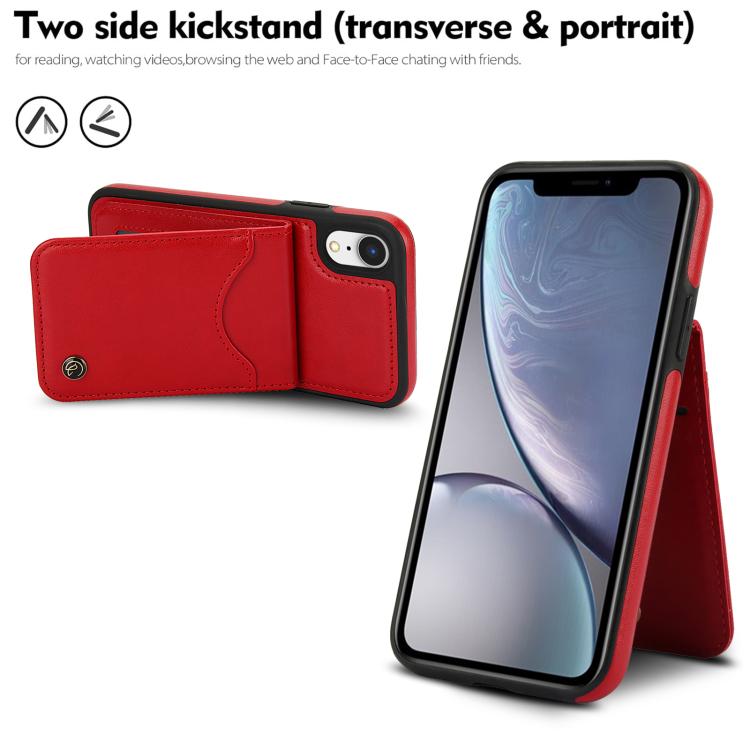 For iPhone XS Max AwQuer Vertical Flip Card Bag Holder Leather Phone Case(Red)