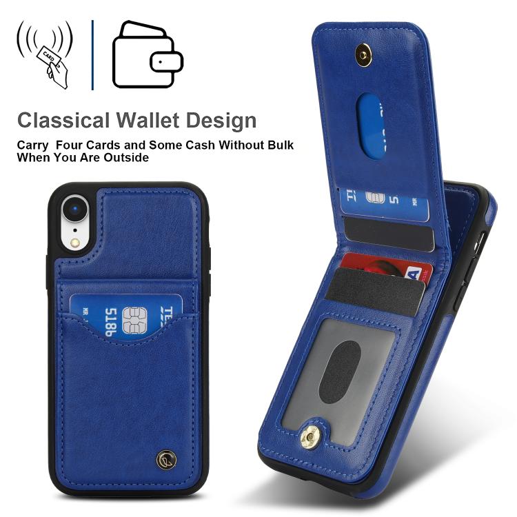 For iPhone XS Max AwQuer Vertical Flip Card Bag Holder Leather Phone Case(Blue)