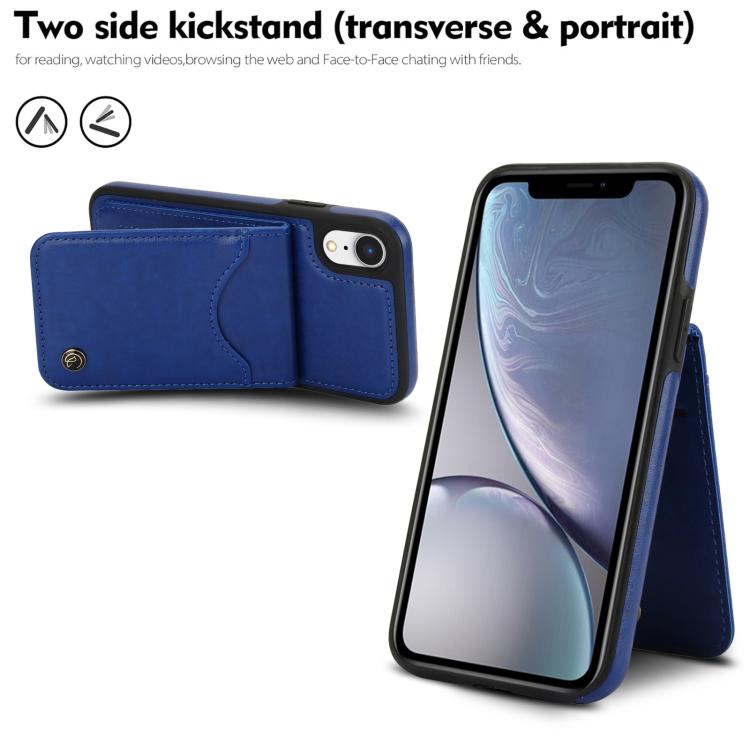 For iPhone XS Max AwQuer Vertical Flip Card Bag Holder Leather Phone Case(Blue)