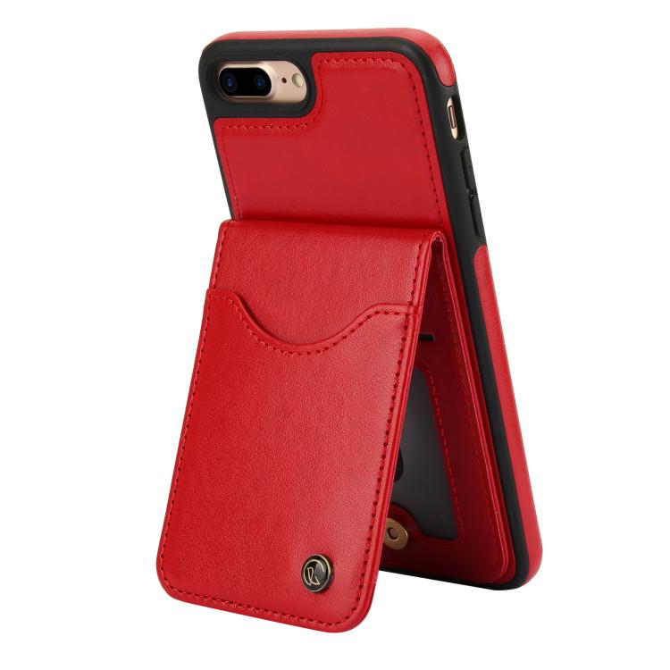 For iPhone 7 Plus / 8 Plus AwQuer Vertical Flip Card Bag Holder Leather Phone Case(Red)