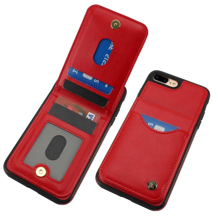 For iPhone 7 Plus / 8 Plus AwQuer Vertical Flip Card Bag Holder Leather Phone Case(Red)