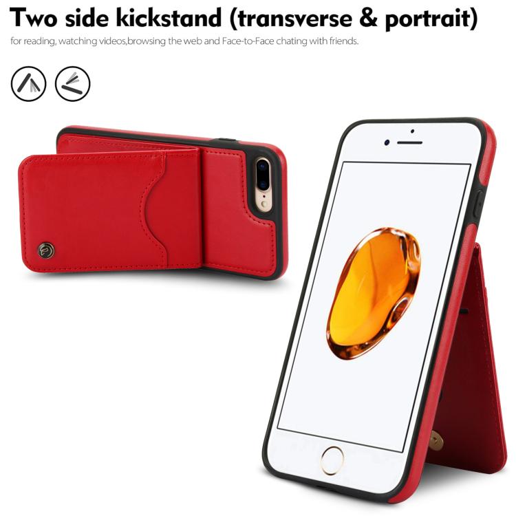 For iPhone 7 Plus / 8 Plus AwQuer Vertical Flip Card Bag Holder Leather Phone Case(Red)