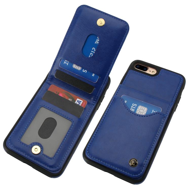 For iPhone 7 Plus / 8 Plus AwQuer Vertical Flip Card Bag Holder Leather Phone Case(Blue)