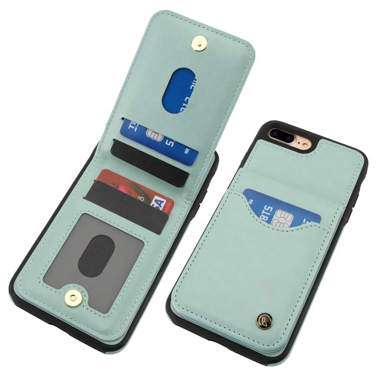 For iPhone 7 Plus / 8 Plus AwQuer Vertical Flip Card Bag Holder Leather Phone Case(Green)