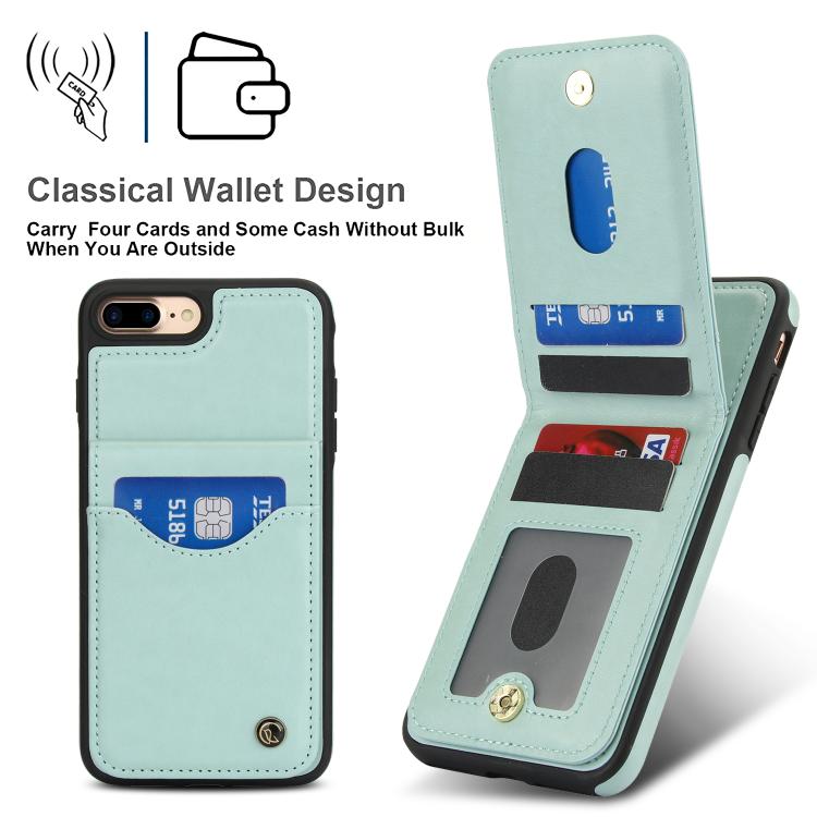 For iPhone 7 Plus / 8 Plus AwQuer Vertical Flip Card Bag Holder Leather Phone Case(Green)