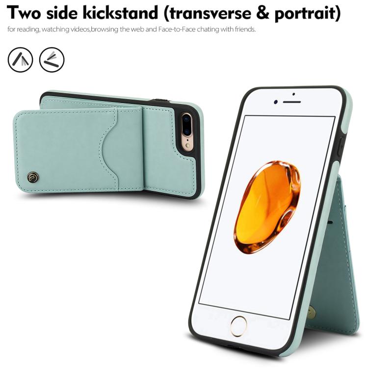 For iPhone 7 Plus / 8 Plus AwQuer Vertical Flip Card Bag Holder Leather Phone Case(Green)