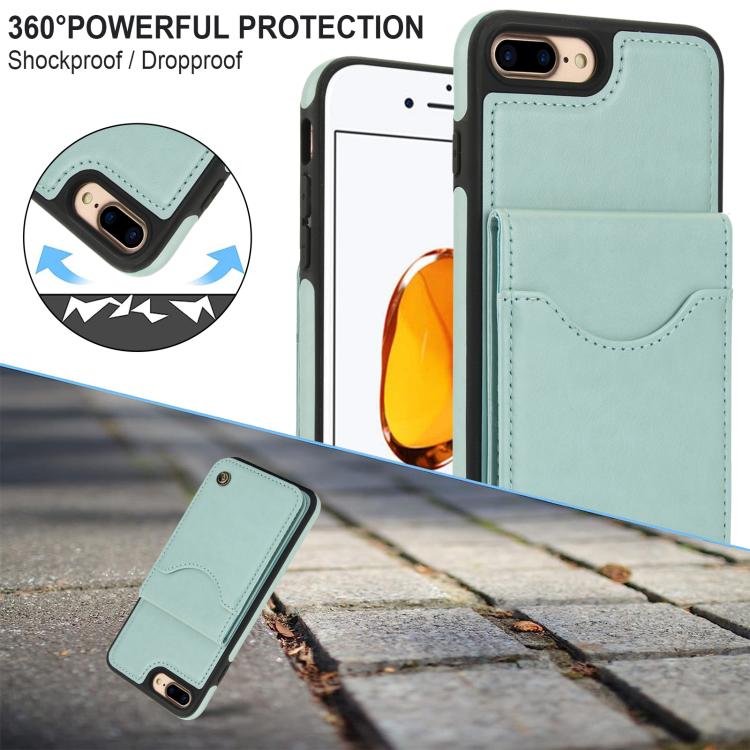 For iPhone 7 Plus / 8 Plus AwQuer Vertical Flip Card Bag Holder Leather Phone Case(Green)