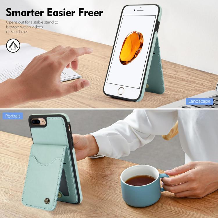 For iPhone 7 Plus / 8 Plus AwQuer Vertical Flip Card Bag Holder Leather Phone Case(Green)
