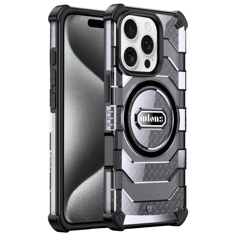 For iPhone 15 Pro wlons Explorer Series PC Hybrid TPU MagSafe Magnetic Case(Black)
