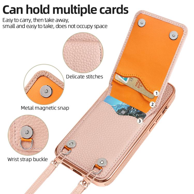 For iPhone 16 Pro VIETAO Litchi Texture Wallet PU Phone Case with Lanyard(Orange)