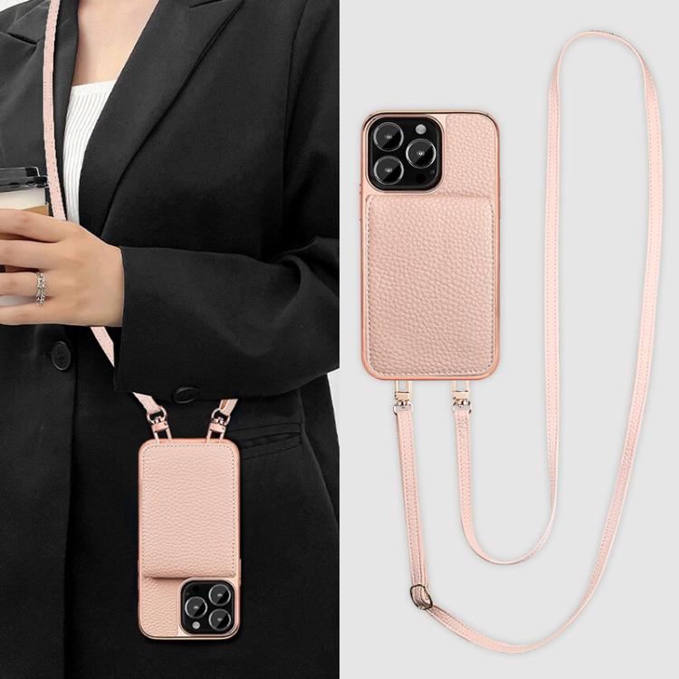 For iPhone 15 Pro VIETAO Litchi Texture Wallet PU Phone Case with Lanyard(White)