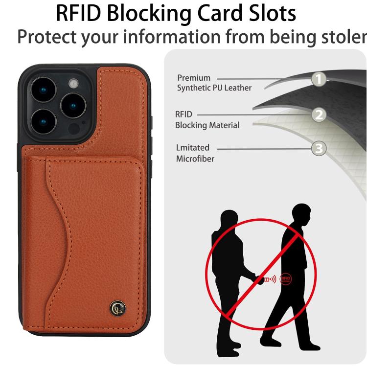 For iPhone 16 Pro Max AwQuer Horizontal Flip Card Bag Holder Leather Phone Case(Brown)