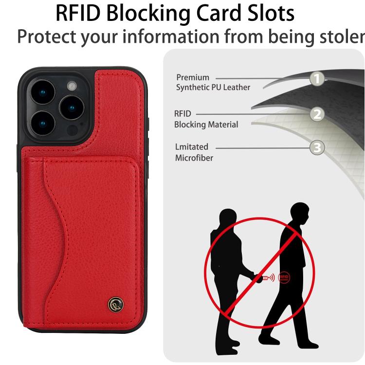 For iPhone 16 Pro Max AwQuer Horizontal Flip Card Bag Holder Leather Phone Case(Red)