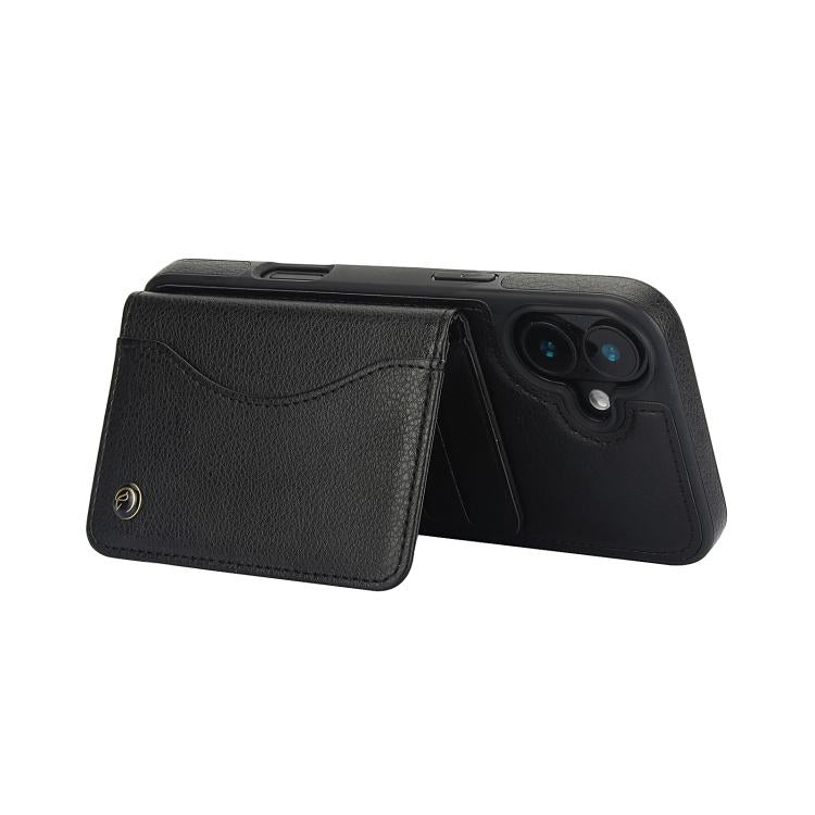For iPhone 16 AwQuer Horizontal Flip Card Bag Holder Leather Phone Case(Black)