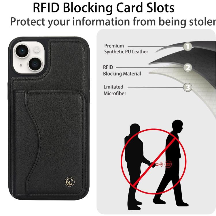 For iPhone 14 Plus AwQuer Horizontal Flip Card Bag Holder Leather Phone Case(Black)