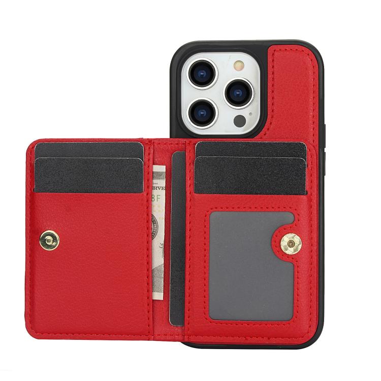 For iPhone 14 Pro Max AwQuer Horizontal Flip Card Bag Holder Leather Phone Case(Red)