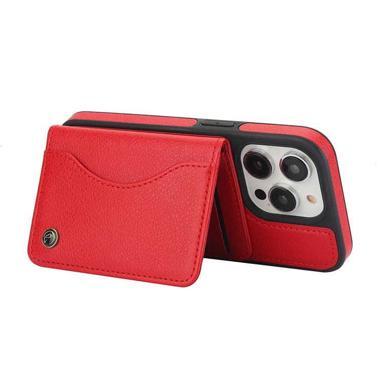 For iPhone 14 Pro Max AwQuer Horizontal Flip Card Bag Holder Leather Phone Case(Red)