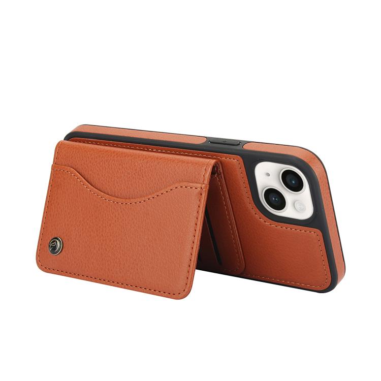 For iPhone 12 / 12 Pro AwQuer Horizontal Flip Card Bag Holder Leather Phone Case(Brown)