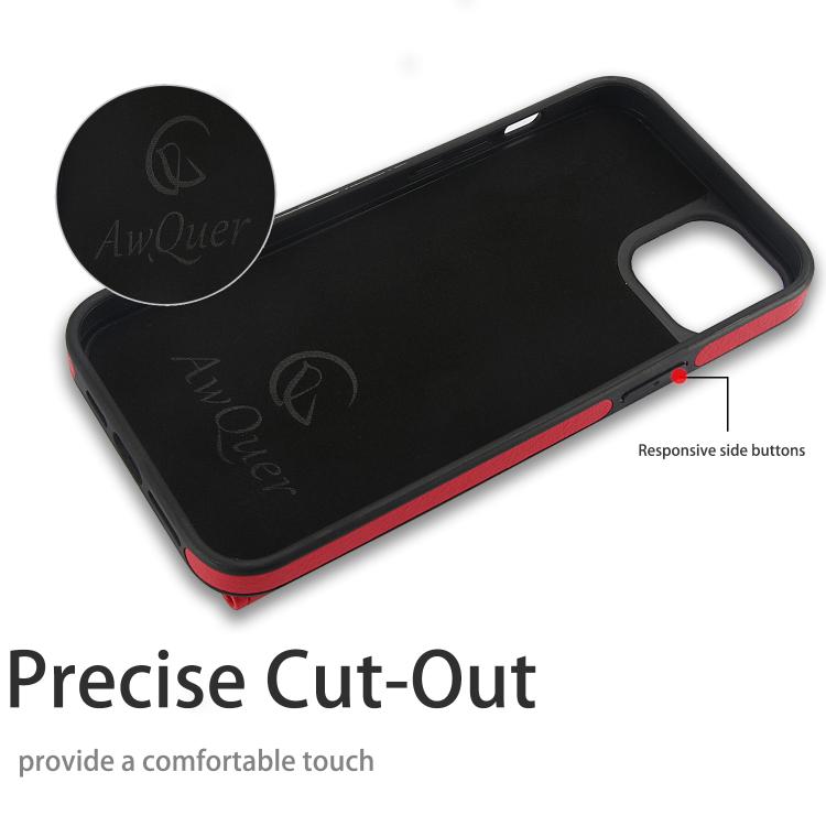 For iPhone 12 / 12 Pro AwQuer Horizontal Flip Card Bag Holder Leather Phone Case(Red)