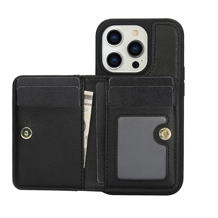 For iPhone 11 Pro Max AwQuer Horizontal Flip Card Bag Holder Leather Phone Case(Black)
