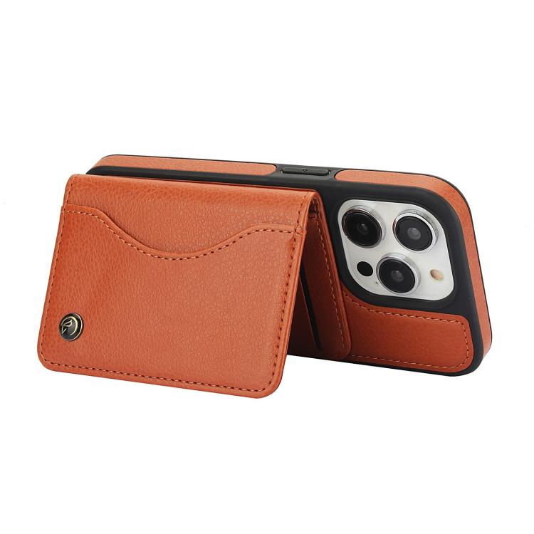 For iPhone 11 Pro Max AwQuer Horizontal Flip Card Bag Holder Leather Phone Case(Brown)