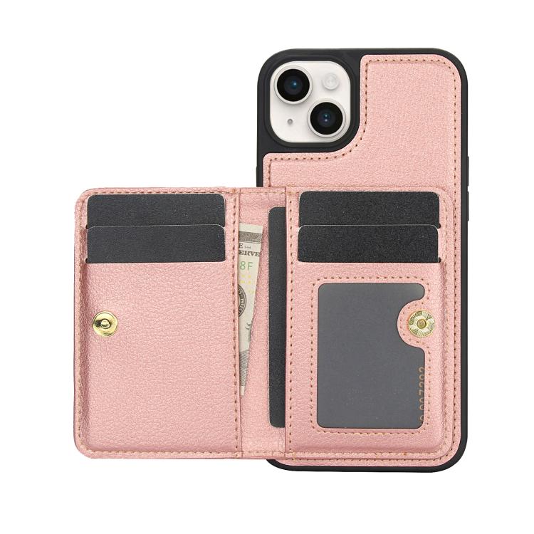 For iPhone 11 AwQuer Horizontal Flip Card Bag Holder Leather Phone Case(Rose Gold)