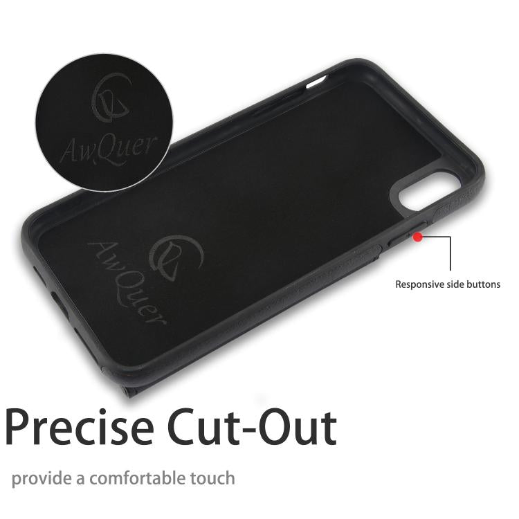 For iPhone X / XS AwQuer Horizontal Flip Card Bag Holder Leather Phone Case(Black)