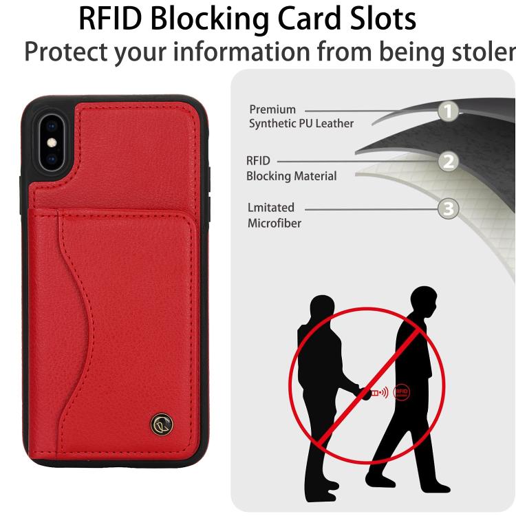 For iPhone X / XS AwQuer Horizontal Flip Card Bag Holder Leather Phone Case(Red)