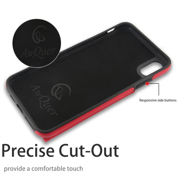 For iPhone X / XS AwQuer Horizontal Flip Card Bag Holder Leather Phone Case(Red)