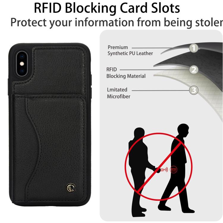 For iPhone XR AwQuer Horizontal Flip Card Bag Holder Leather Phone Case(Black)