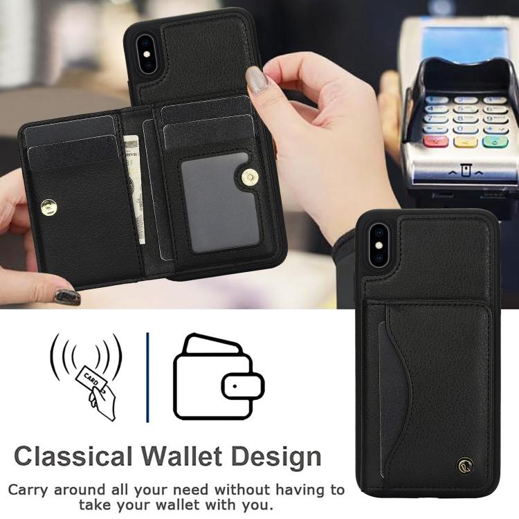 For iPhone XR AwQuer Horizontal Flip Card Bag Holder Leather Phone Case(Black)