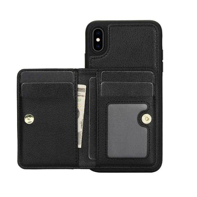 For iPhone XS Max AwQuer Horizontal Flip Card Bag Holder Leather Phone Case(Black)