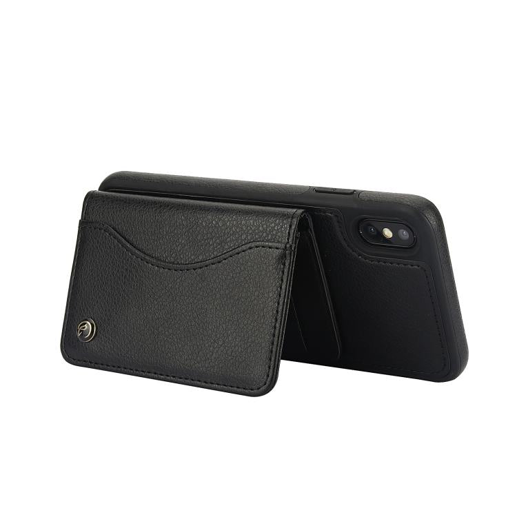 For iPhone XS Max AwQuer Horizontal Flip Card Bag Holder Leather Phone Case(Black)