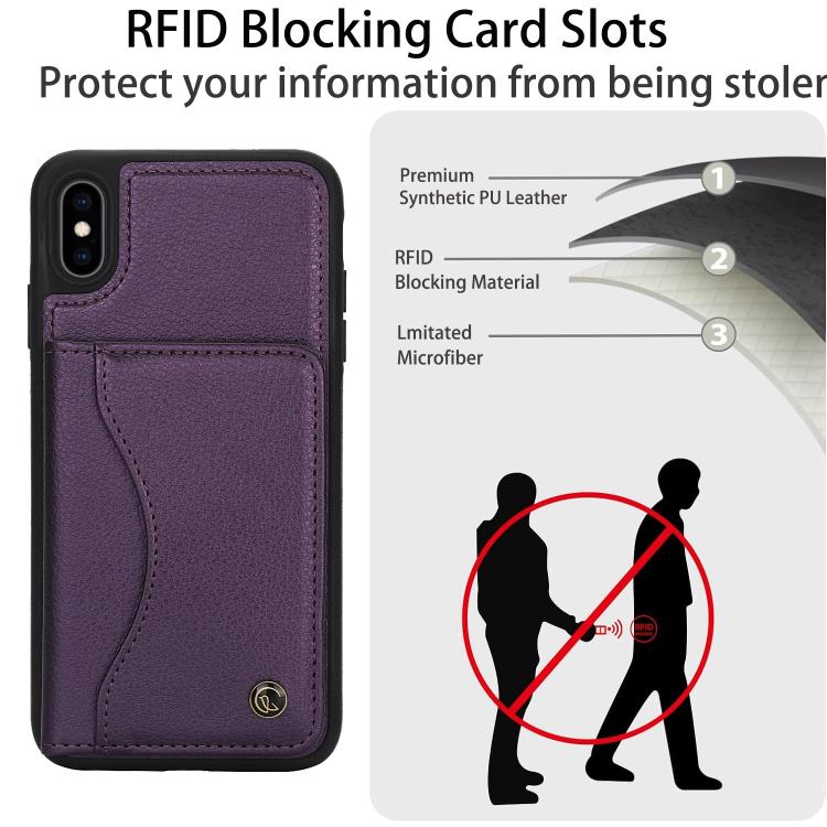 For iPhone XS Max AwQuer Horizontal Flip Card Bag Holder Leather Phone Case(Dark Purple)