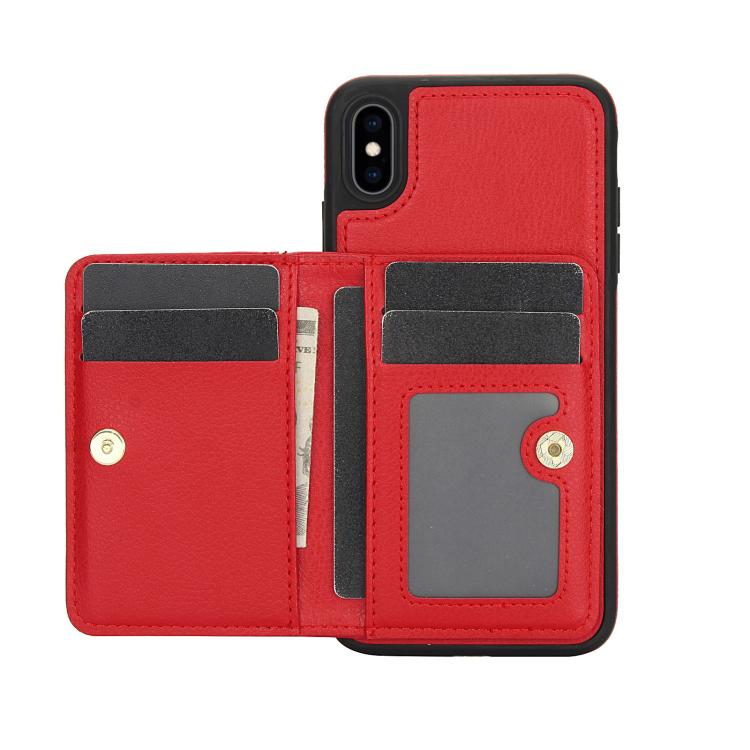 For iPhone XS Max AwQuer Horizontal Flip Card Bag Holder Leather Phone Case(Red)