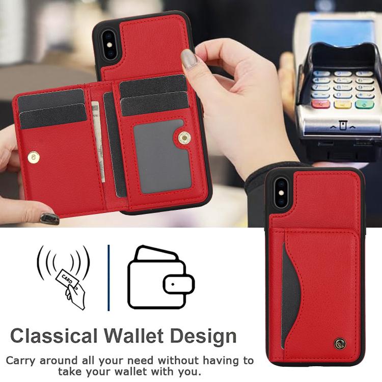 For iPhone XS Max AwQuer Horizontal Flip Card Bag Holder Leather Phone Case(Red)