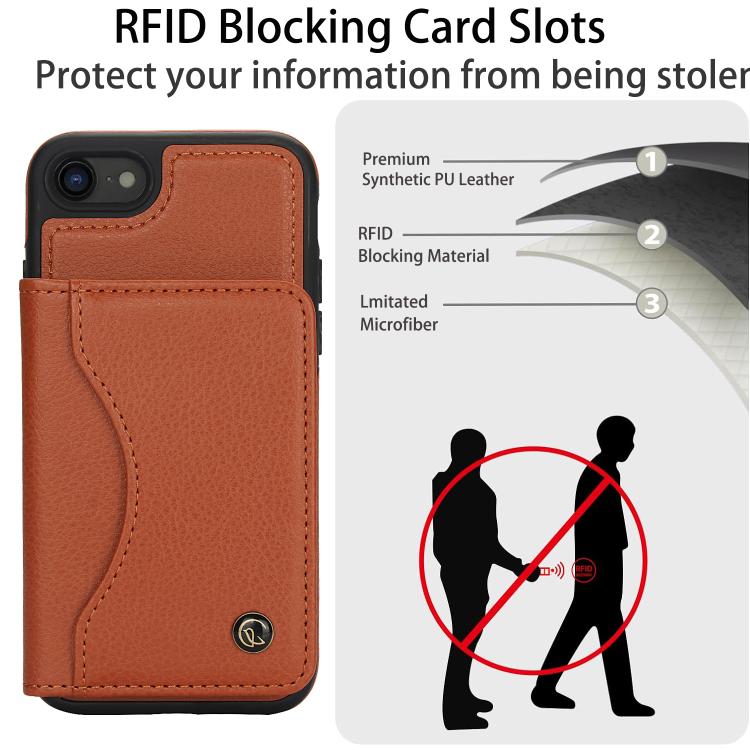 For iPhone 7 Plus / 8 Plus AwQuer Horizontal Flip Card Bag Holder Leather Phone Case(Brown)