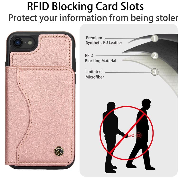 For iPhone 7 Plus / 8 Plus AwQuer Horizontal Flip Card Bag Holder Leather Phone Case(Rose Gold)