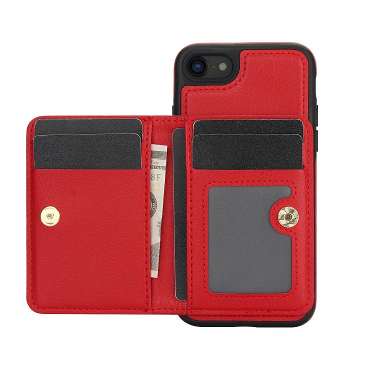 For iPhone 7 Plus / 8 Plus AwQuer Horizontal Flip Card Bag Holder Leather Phone Case(Red)