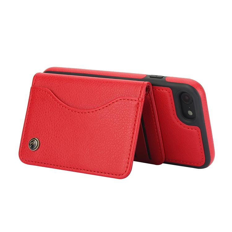 For iPhone 7 Plus / 8 Plus AwQuer Horizontal Flip Card Bag Holder Leather Phone Case(Red)
