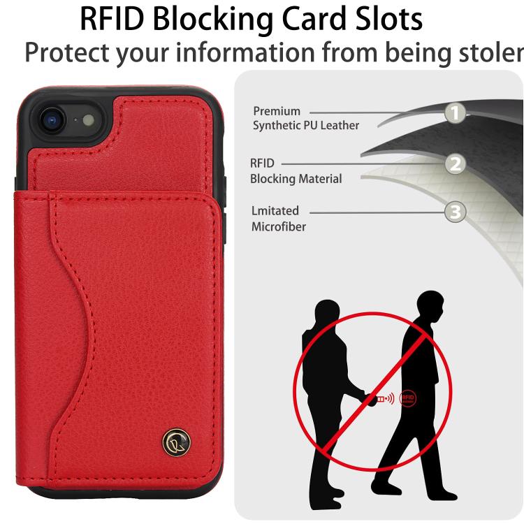 For iPhone 7 Plus / 8 Plus AwQuer Horizontal Flip Card Bag Holder Leather Phone Case(Red)
