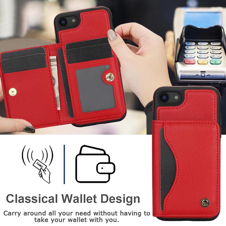 For iPhone 7 Plus / 8 Plus AwQuer Horizontal Flip Card Bag Holder Leather Phone Case(Red)