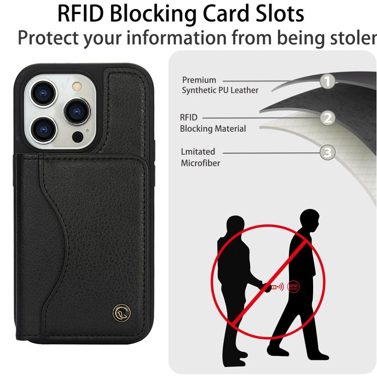 For iPhone 15 Pro Max AwQuer Horizontal Flip Card Bag Holder Leather Phone Case(Black)