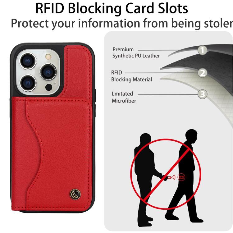 For iPhone 15 Pro Max AwQuer Horizontal Flip Card Bag Holder Leather Phone Case(Red)
