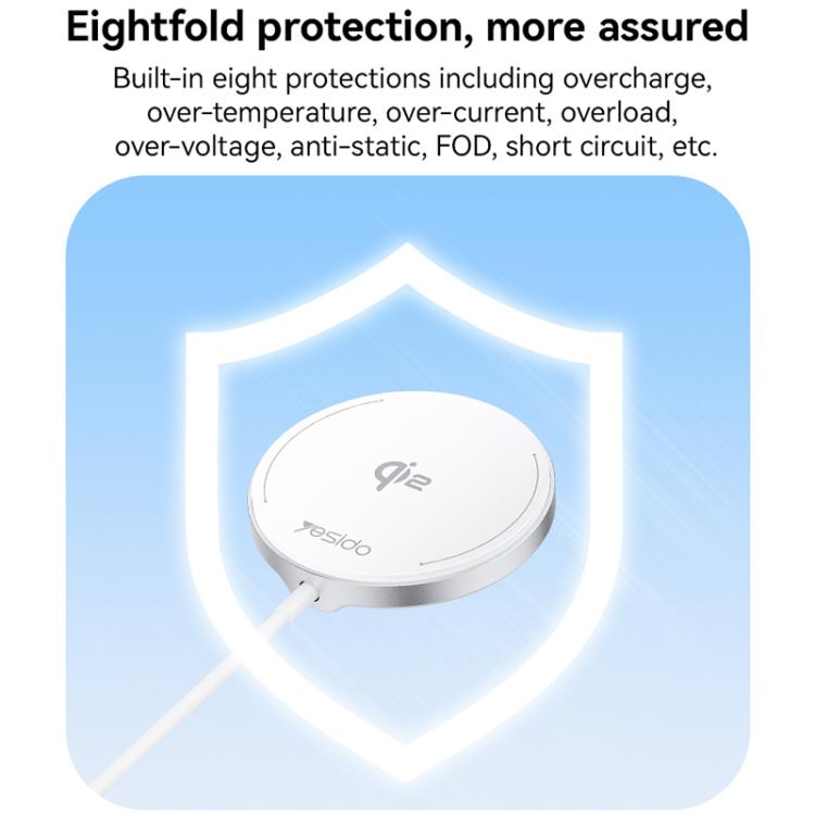Yesido DS24 15W QI2.0 Desktop Magnetic Fast Charging Wireless Charger(White)