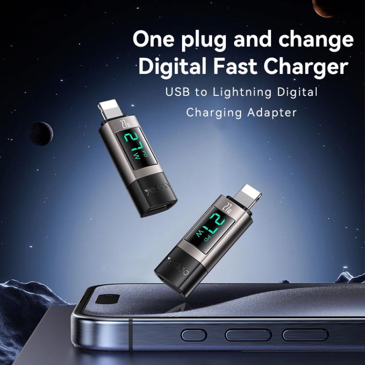 Yesido GS25 27W USB-C / Type-C to 8 Pin Aluminum Alloy Digital Display Adapter(Tarnish)