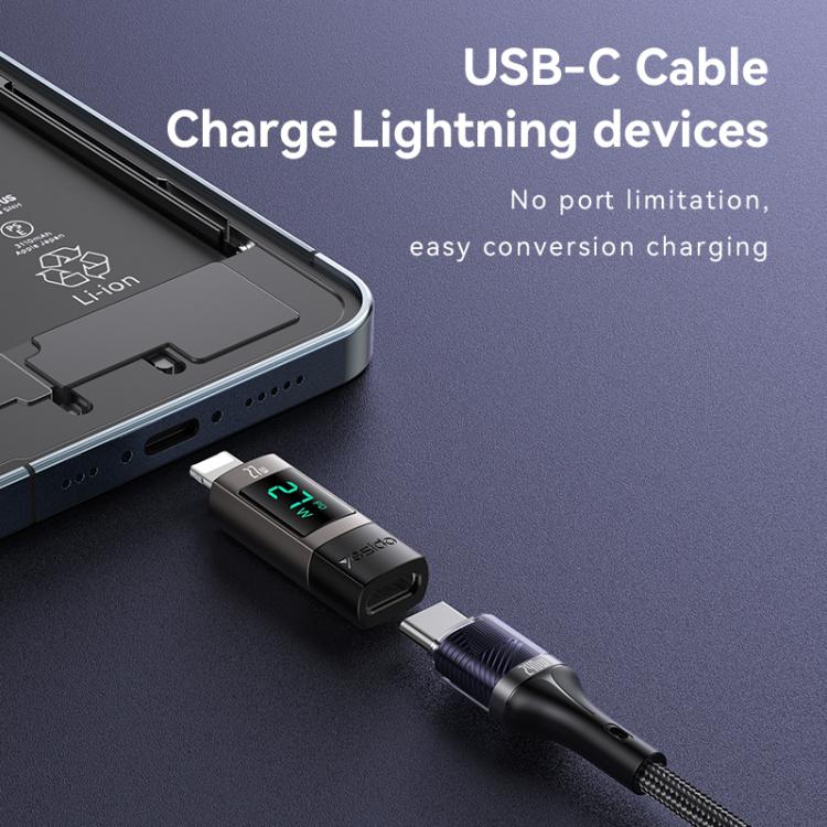 Yesido GS25 27W USB-C / Type-C to 8 Pin Aluminum Alloy Digital Display Adapter(Tarnish)