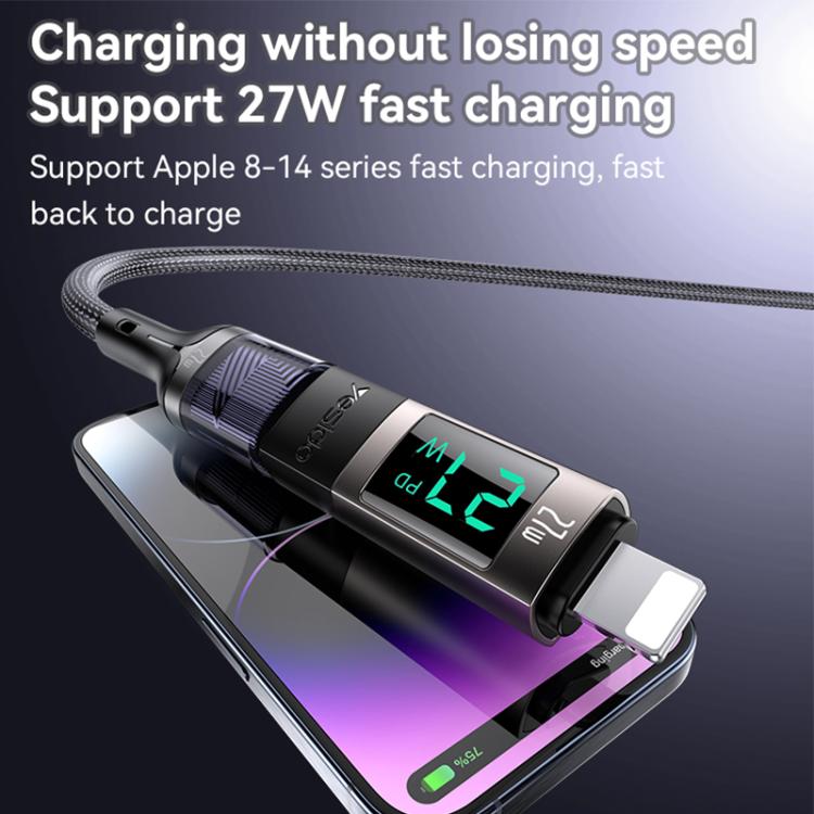 Yesido GS25 27W USB-C / Type-C to 8 Pin Aluminum Alloy Digital Display Adapter(Tarnish)